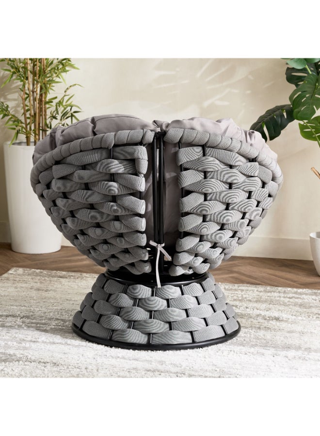 Home Box Swivel Outdoor Chair with Cushion, Gray - Image 3